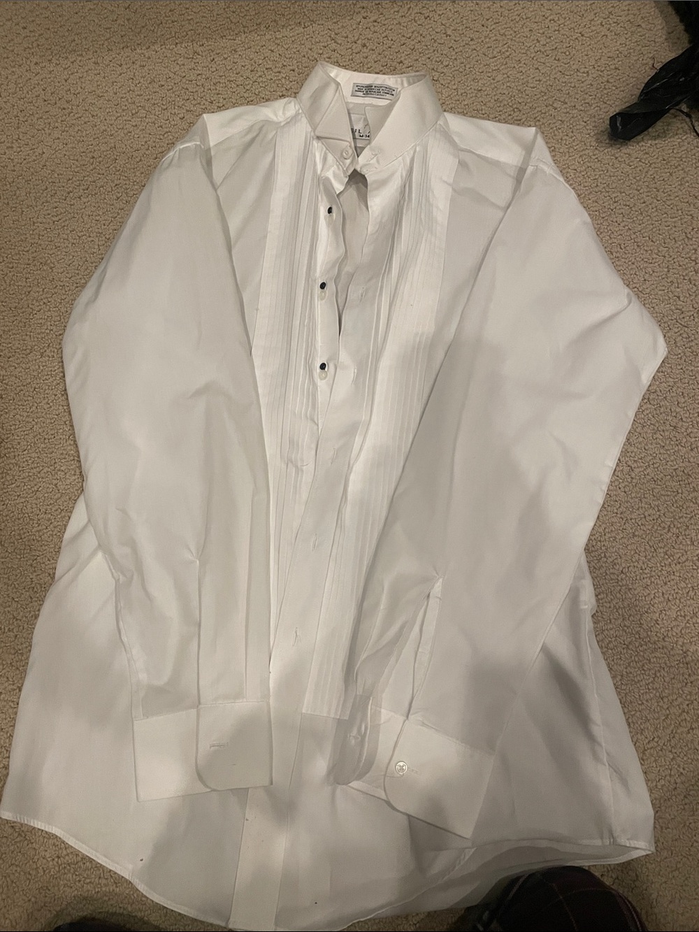 White Pleated-Front Dress Shirt - Unbranded